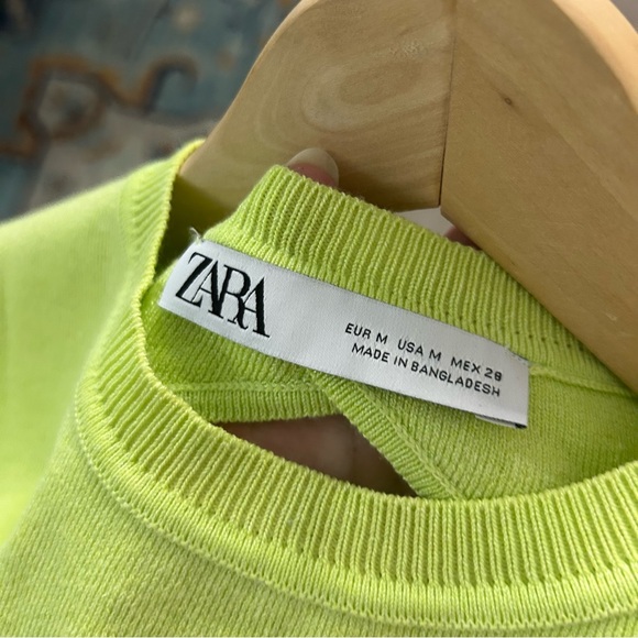 Zara Knit Open Back Tie Crop Top Yellow Green Blogger Favorite 3519/034/509 - Picture 5 of 7